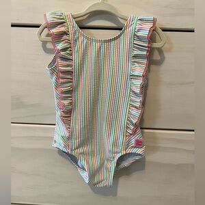 Ruffle butts seer sucker rainbow toddler swimsuit